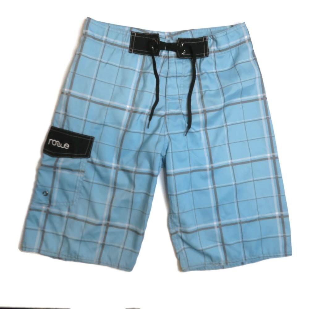Nonwe Board Shorts Blue Plaid Mens 28 Lined Swim Beach‎